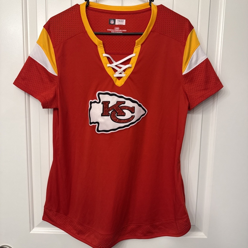 NFL Team Apparel Kansas City Chiefs Women's Red Jersey Size L